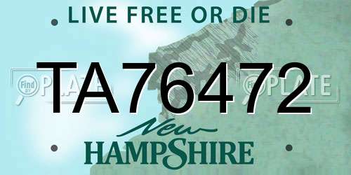 TA76472 New Hampshire License Plate