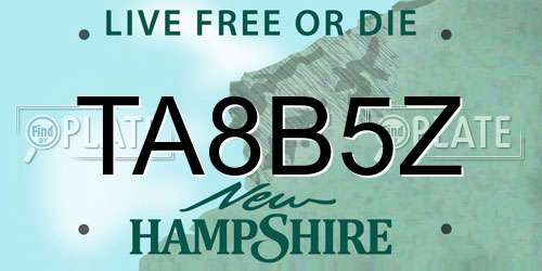 TA8B5Z New Hampshire License Plate