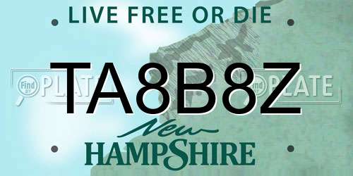 TA8B8Z New Hampshire License Plate