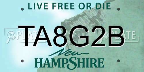 TA8G2B New Hampshire License Plate
