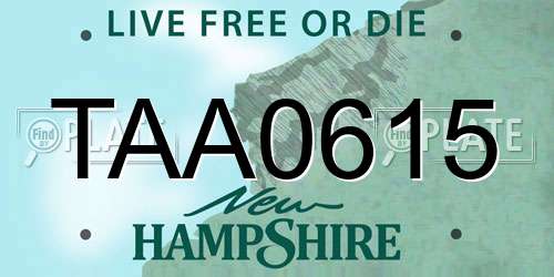 TAA0615 New Hampshire License Plate