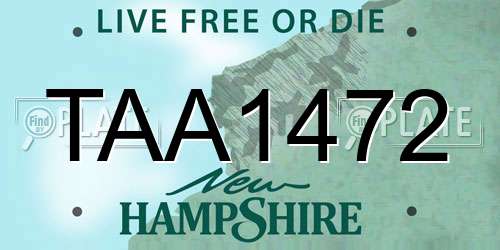 TAA1472 New Hampshire License Plate