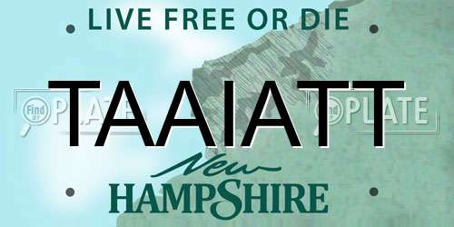 TAAIATT New Hampshire License Plate