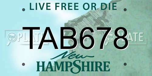 TAB678 New Hampshire License Plate