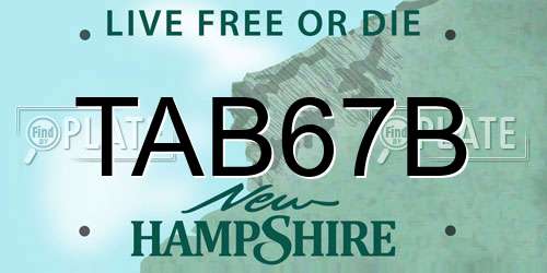 TAB67B New Hampshire License Plate