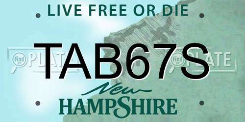 TAB67S New Hampshire License Plate