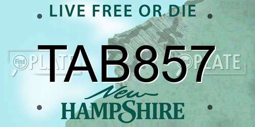 TAB857 New Hampshire License Plate