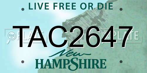 TAC2647 New Hampshire License Plate
