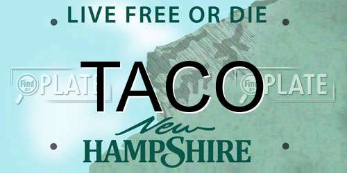 TACO New Hampshire License Plate