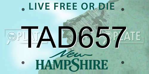 TAD657 New Hampshire License Plate