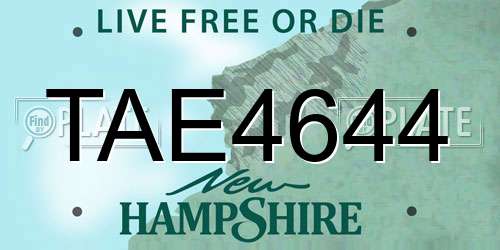 TAE4644 New Hampshire License Plate