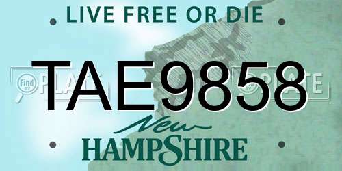 TAE9858 New Hampshire License Plate