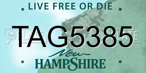 TAG5385 New Hampshire License Plate