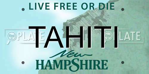 TAHITI New Hampshire License Plate