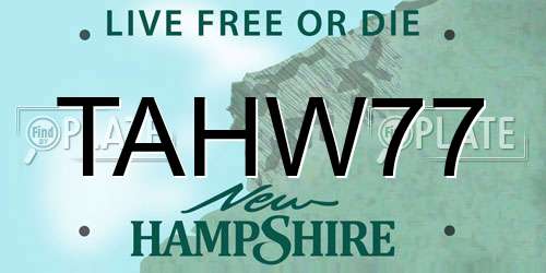 TAHW77 New Hampshire License Plate