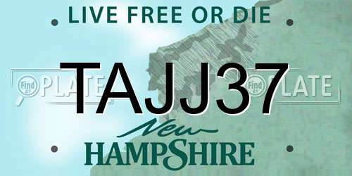 TAJJ37 New Hampshire License Plate