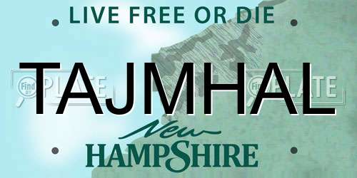 TAJMHAL New Hampshire License Plate