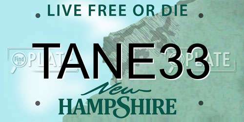 TANE33 New Hampshire License Plate