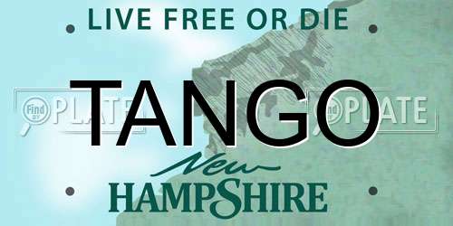 TANGO New Hampshire License Plate
