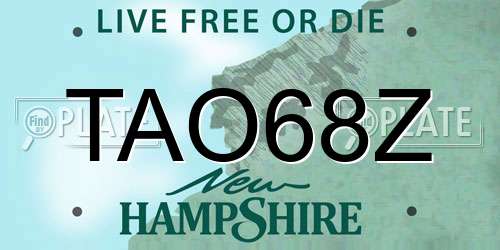 TAO68Z New Hampshire License Plate