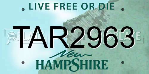 TAR2963 New Hampshire License Plate