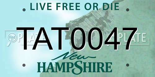 TAT0047 New Hampshire License Plate