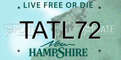 TATL72 New Hampshire License Plate