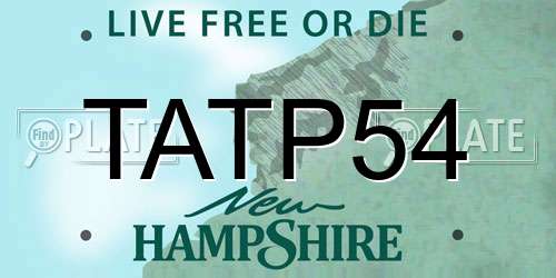 TATP54 New Hampshire License Plate