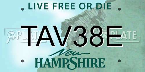TAV38E New Hampshire License Plate