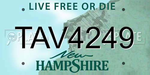 TAV4249 New Hampshire License Plate