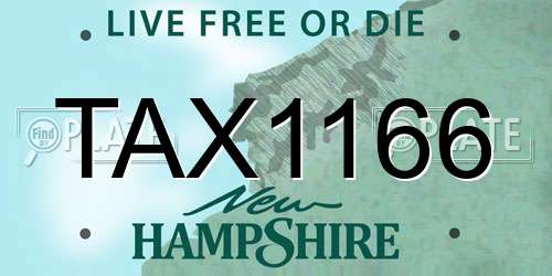 TAX1166 New Hampshire License Plate