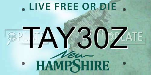 TAY30Z New Hampshire License Plate