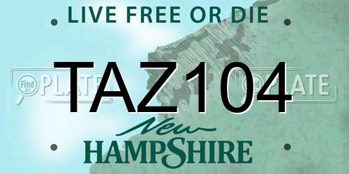 TAZ104 New Hampshire License Plate