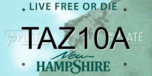 TAZ10A New Hampshire License Plate