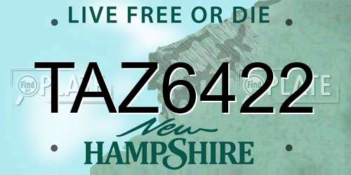TAZ6422 New Hampshire License Plate