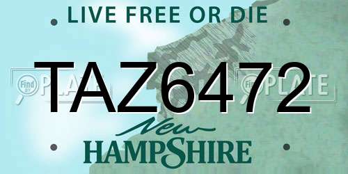 TAZ6472 New Hampshire License Plate