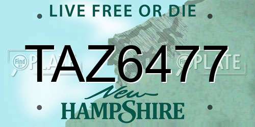 TAZ6477 New Hampshire License Plate