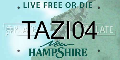 TAZI04 New Hampshire License Plate
