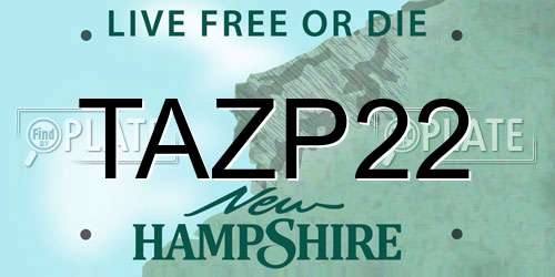 TAZP22 New Hampshire License Plate