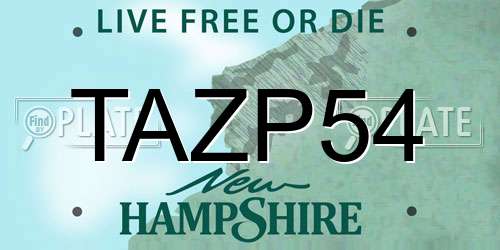 TAZP54 New Hampshire License Plate