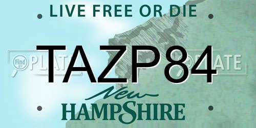 TAZP84 New Hampshire License Plate