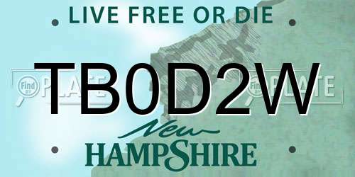 TB0D2W New Hampshire License Plate