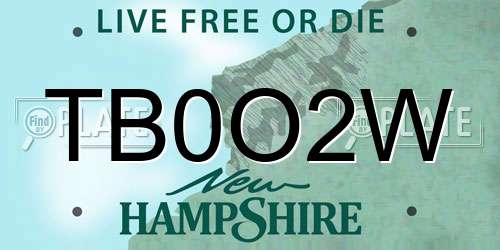 TB0O2W New Hampshire License Plate