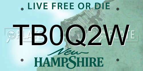 TB0Q2W New Hampshire License Plate