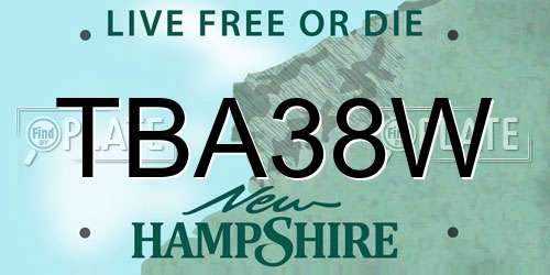 TBA38W New Hampshire License Plate