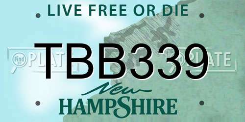 TBB339 New Hampshire License Plate