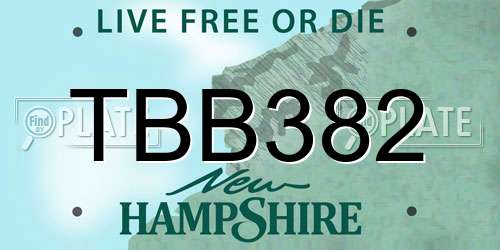 TBB382 New Hampshire License Plate