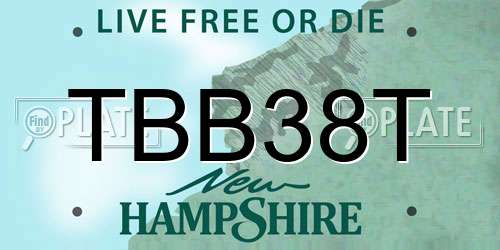TBB38T New Hampshire License Plate