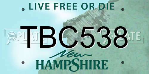 TBC538 New Hampshire License Plate