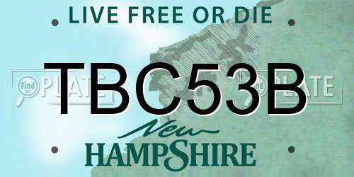 TBC53B New Hampshire License Plate